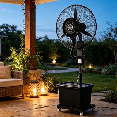Vernevelaar met ventilator - Staande koeler - Ruimte verkoeling - 2-in-1 functie - 42L reservoir - Zwart