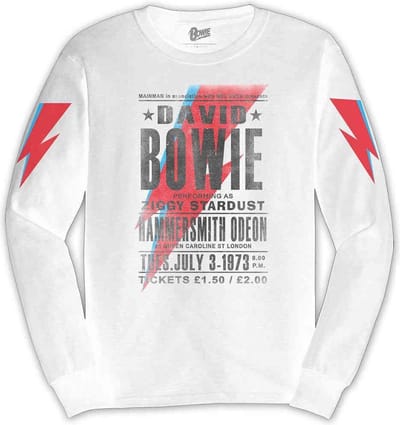 David Bowie Longsleeve shirt -S- Hammersmith Odeon Wit