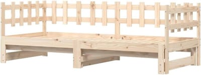 Slaapbank Uitschuifbaar - Gastenbed Lounger - Ruimte Besparen - Massief Hout - 80x200cm - Naturel