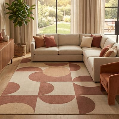 Tapiso Wisp Vloerkleed Laagpolig – Bruin Crème Tapijt – Geometrisch Retro Patroon – Woonkamertapijt Antislip – Woonkamer Slaapkamer Eetkamer 80x150