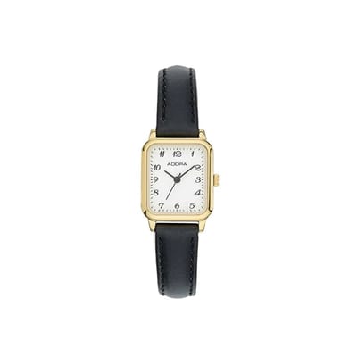 Adora Dames Quartz Horloge – Vierkante Goudkleurige Wijzerplaat – 23 mm – Leren Band – 5 BAR Waterdicht – Model AB6565