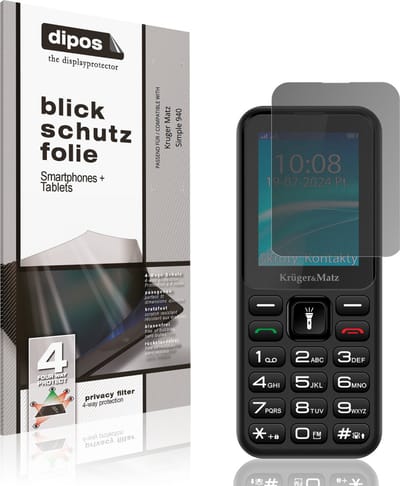 dipos – Matte Privacy Screenprotector geschikt voor Kruger Matz Simple 940 | Anti-Spy Beschermfolie