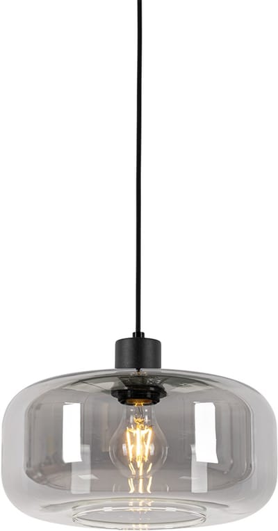 QAZQA bizle - Art Deco Hanglamp - 1 lichts - Ø 28 cm - Grijs - Woonkamer | Slaapkamer | Keuken