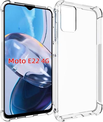 MobyDefend Hoesje - Geschikt voor Motorola Moto E22 / E22i - Transparante Shockproof TPU Backcover - Verstevigde Hoeken - Volledig Doorzichtig