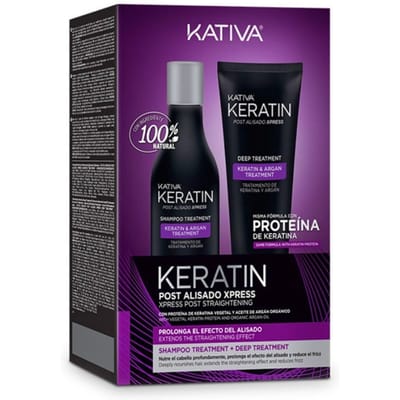 Kativa keratine kit Post Alisado Brasileno Xpress voedt het haar en verlengt de straightening.
