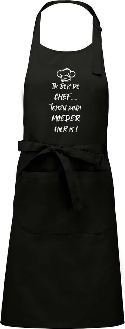 mijncadeautje - Luxe - Keuken - Kook - Barbecueschort - BBQ - verjaardag en feest - kado - cadeautje - Ik ben de chef.... tenzij mijn moeder - zwart