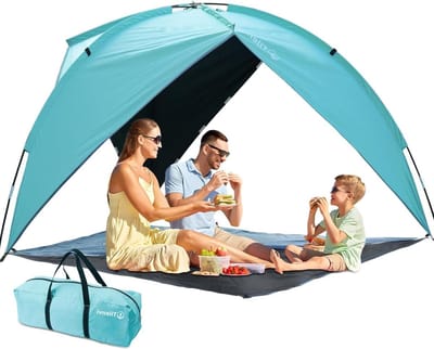 Strandtent met uv-bescherming voor 2-3 personen - UPF80+ - Windbescherming - Lichtgewicht - 2024 upgrade