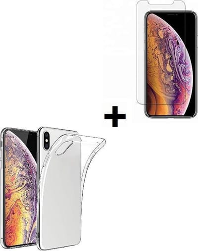 Geschikt voor iPhone XR Hoesje Silconen Transparant - iphone XR Screenprotector - iphone XR Hoesje Transparant + Screen Protector Tempered Gehard Glas / Glazen