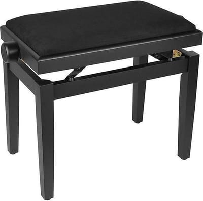 Pianobank - Boston PB1/1520 - Verstelbaar - 48-56cm - Mat zwart - Velours zitting