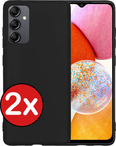 Hoesje - 2 Stuks - Geschikt voor Samsung Galaxy A14 - Sterk & Shockproof - Telefoonhoes - Back Cover - Case Siliconen - Telefoon Hoes - Zwart