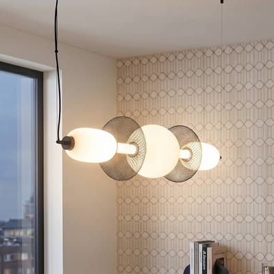 Milagro Lighting LED hanglamp Arame, zwart/wit, glas, lengte 93,5 cm