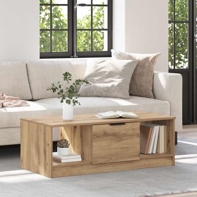 vidaXL - Salontafel - Artisan - Eiken - 102 - x - 50 - x - 36cm - Bewerkt - hout
