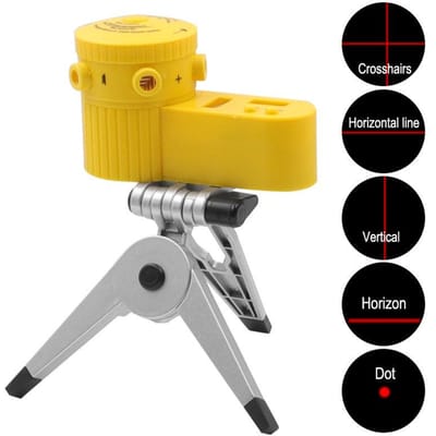 Outil multifonctionnel pour carrelage Outils de mesure Niveau vertical horizontal avec trépied Niveau laser en plastique jaune