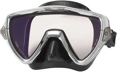 TUSA VISIO PRO Duikmasker voor Volwassenen – Premium enkelvoudig lensmasker met CrystalView Optical Glass, antireflecterende behandeling en UV-bescherming – Zwart/Chroom – M-110SQB CR
