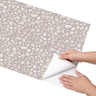 Coloray Meubel Wrap Folie - Beige Meubelfolie - 50x100 cm - Decoratiefolie Zelfklevend Mozaïek van steen - Meubelfolie Zelfklevend - Minimalist Meubelfolie - Wrapfolie Keuken - Wanddecoratie - Texturen