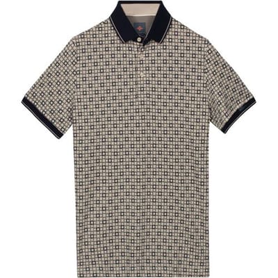 Baileys Polo Two-Tone Piqué Rotated Squares Fantasy Pattern Stone Grey / male