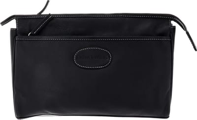 bruno banani Leren Toilettas Washbag Black Zwart