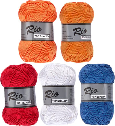 Set van 10 Lammy yarns Rio bollen - katoen garen pakket  Nederland - pendikte 3 a 3,5mm