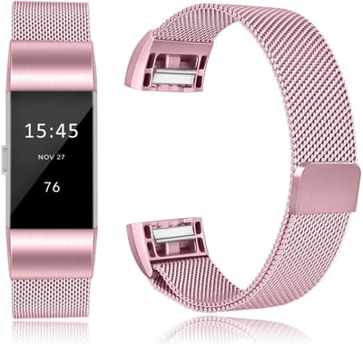 CHPN - Bandje geschikt voor Fitbit Charge 3 en 4 - Milanese band - Roze - Fitbitbandje - Chique bandje - Metalen bandje