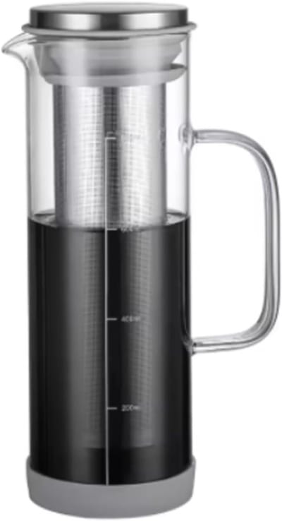 Koffiezetapparaat Koud Brouwen - Cold Brew Maker Glas - Verfrissende Drankjes Maken - Grote Capaciteit 800ml - 10x10x10mm - Grijs