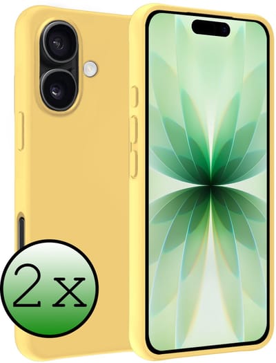 Hoesje 2 Stuks - Geschikt voor Apple iPhone 17 - Sterk & Shockproof - Case Siliconen - Back Cover - Telefoon Hoes - Geel