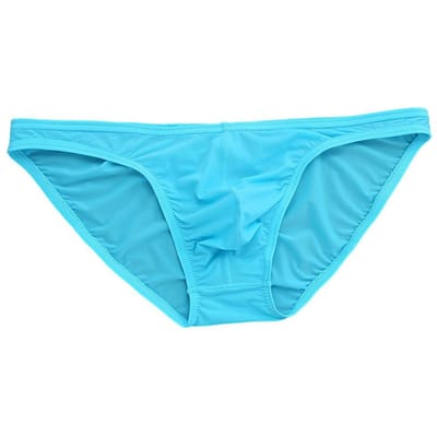 Heren Slips IJszijde Ultradunne Lage Taille Ondergoed met Onafhankelijke Zak Effen Kleur Elastisch Ademend Ondergoed M lichtblauwe kleur