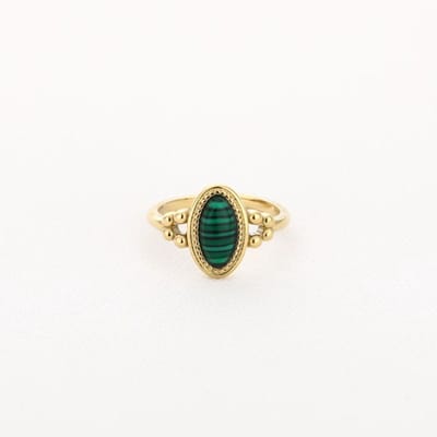 Bijoutheek Ring (Sieraad) Tribal Dots Malachite