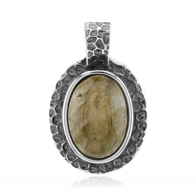Cavill - Zilveren Hanger met 5,31 ct Labradoriet Cabochon - 925 Sterling Zilver Antiek - Handgemaakte Ovale Edelsteen uit Madagaskar - Luxe Sieraad