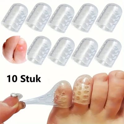 Set Van 10 Zachte Siliconen Teenkappen/Teenbeschermers I Bescherm Tegen Wrijving/Eelt/Likdoorns I Teenspreider I Transparant