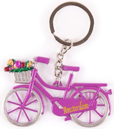 Sleutelhanger - Amsterdam - Paars met Tulpen