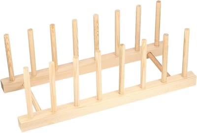 Houten Afwasrek en Keuken Organizer voor Borden, Pannen en Keukenaccessoires - 7 Slots voor Optimaal Gebruik van Ruimte