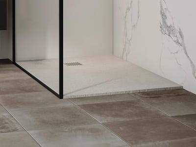Vente-unique Douchebak van hars om te plaatsen of in te bouwen - Wit - 120 x 80 cm - Snijdbaar - MIRNOSA