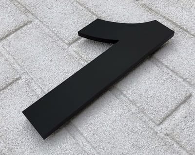 Promessa-Design - Huisnummer 1 Zwart Mat Acrylaat Groot - Hoogte 30 cm - Dikte 10 mm - onderhoudsvrij - Type Acrylaat/30/MatZwart/Arial.