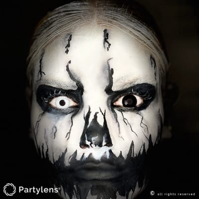 Partylens® wit/zwarte kleurlenzen - Split Vision wit/zwart - zachte jaarlenzen met lenshouder - Halloween - Cosplay
