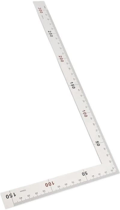 Haakse Liniaal Roestvrij Staal - Dubbelzijdige Rechte Hoekliniaal - 90 Graden Meting - Kleurmarkering - 300mm x 150mm - Hoge Hardheid - Meetlat