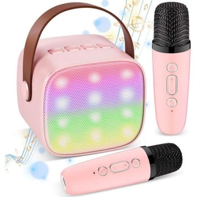 Micro karaoké sans fil - JORMFTTE - Modèle JORMFTTE - 2 micros - Rose - Pour filles 4-12 ans rose