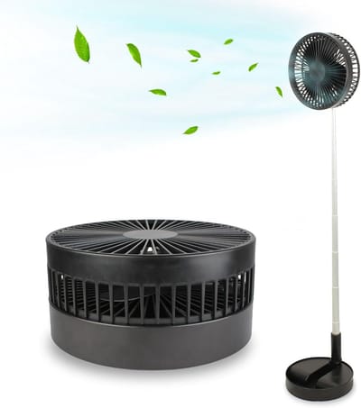 Draadloze Ventilator Oplaadbaar Telescopisch 35-100 cm Staande Ventilator Bureauventilator 4 Standen 180° Verstelbaar Stil 30 dB Zwart