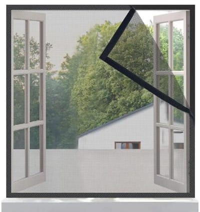 Vliegengordijn Hor voor Raam 50x80cm - Zwart Glasvezel Gaas, Anti-insecten en Klamboe, Handig met Klittenband