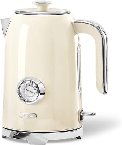 Waterkoker - Roestvrij Staal - Retro Design - 2200 Watt - Voor Koffie en Thee