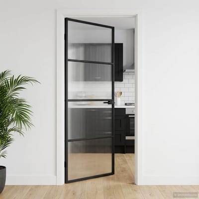 vidaXL - Huisdeur - 83 - x - 201,5 - x - 3,5 - cm - Aluminium - en - Gehard - Glas