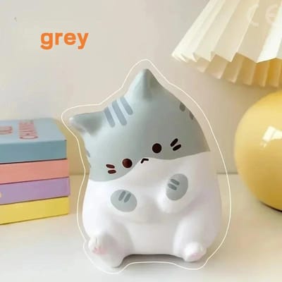 Kat Langzaam Rijzend Squishy Speelgoed, Kawaii Kat Stressbal Voor Bureau Cadeau Zacht Schuim Knijpspeelgoed Voor Stressverlichting En Ontspanning grijs