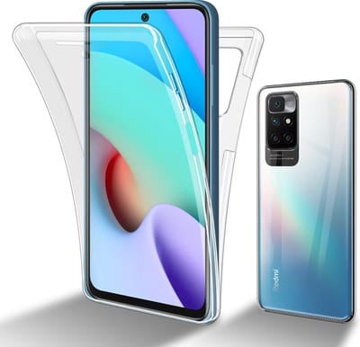 Cadorabo Hoesje geschikt voor Xiaomi RedMi 10 in TRANSPARANT - 360° Full Body Case Cover Beschermhoes Voor- en achterbescherming, all-round bescherming met displaybescherming
