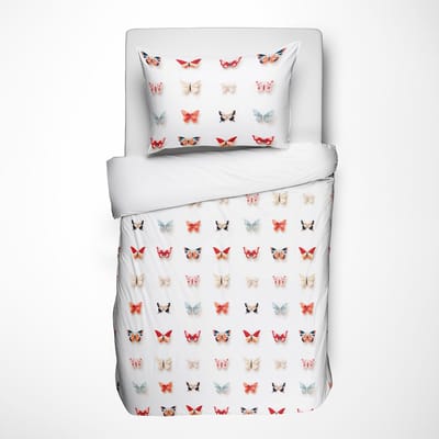 Dekbed-Discounter - Fresh and Co Kids Dekbedovertrek 140 x 200 cm - Verkoelend Katoen - Korte instopstrook - Wassen op 40 graden - Inclusief 1 kussensloop - Vlinder