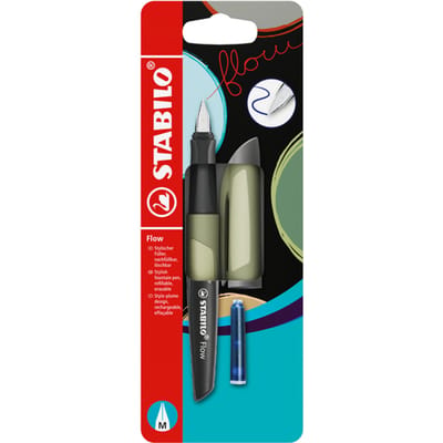 STABILO Flow - Ergonomische Vulpen - Monochrome - Khaki + 1 Inkt Cartridge