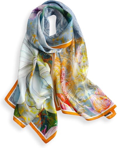100% moerbeizijde, 170 x 53 cm, zijden sjaal voor dames, lange halsdoek voor hoofd en hals, geschenkverpakking
