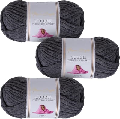Super Chunky Chenille Garen Set - Extra Zacht Pluizig Garen voor Haken en Breien - 3 Bollen Staalgrijs