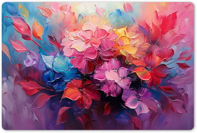 Placemats 45x30 cm - Placemat kunststof - 1 stuk - Bloemen - Verf - Abstract - Kleurrijk - Borden onderleggers - Decoratie voor op tafel - Keuken tafeldecoratie accessoires - Vinyl onderlegger - Tafelversiering