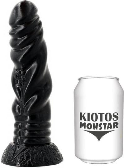 Kiotos Monstar - Hydra - Geribbelde Dildo - 21 x 4.8 cm - Zwart