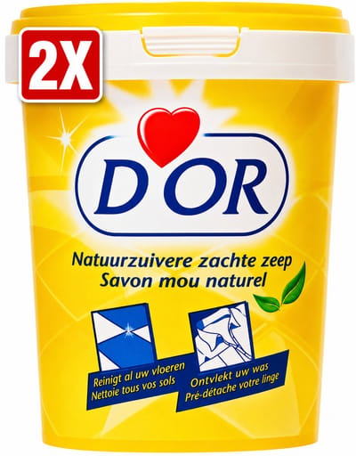 2 x D'Or - Natuurzuivere Zachte Zeep - Vast Zeepmiddel - Voor Vloeren en Was - 1 kg