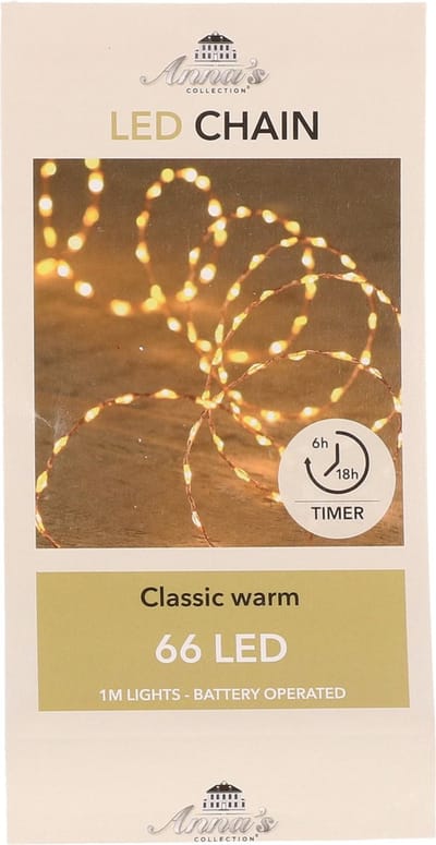 Anna's Collection Draadverlichting - koper - 66 led lampjes - klassiek warm wit - 1 m - lichtsnoer - koperdraad